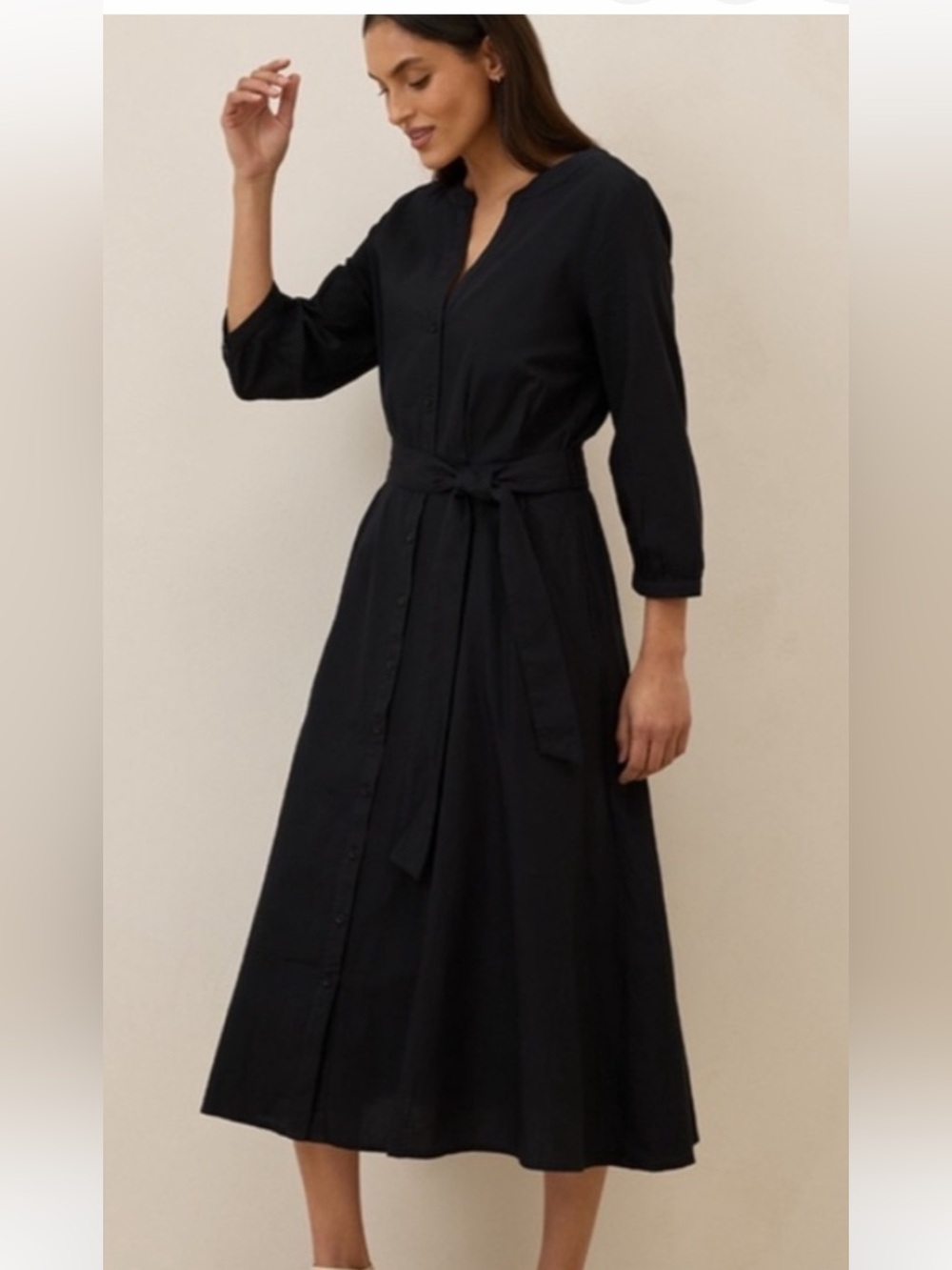 PACT SUNSET ORGANIC COTTON BLACK BUTTON UP MIDI DRESS SZ XL